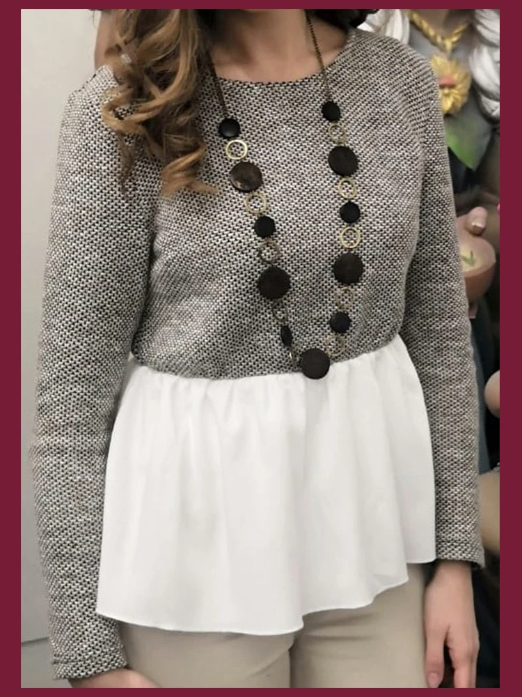 Dotfashion пуловер с цветными блоками, женская одежда, повседневная осенняя одежда с длинным рукавом, Весенняя Корейская уличная одежда, толстовки