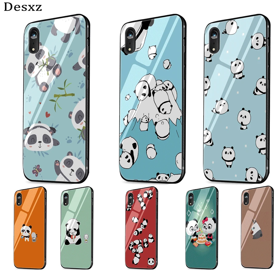 Desxz мультяшная панда стекло ТПУ для iPhone X XS Max XR 7 8 6S 6 5 5S SE чехол |