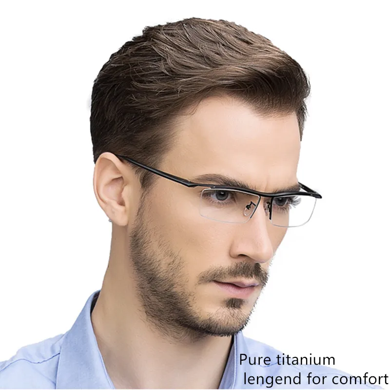 Очки мужские полуоправы из титанового сплава полуквадратные Рецептурные очки