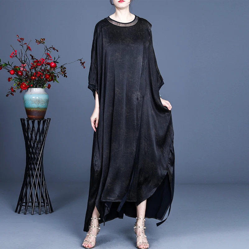 

Johnature Women Rayon Dress O-Neck Short Sleeve Belt Print Floral Clothes 2021 Summer New Vintage Comfortable Soft Elegant Dress