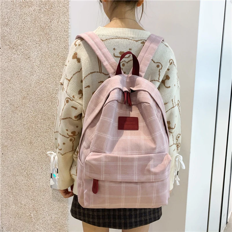 

2022 New Girl College School Casual Simple Women Backpack Striped Book Packbags for Teenage Travel Shoulder Bag Rucksack