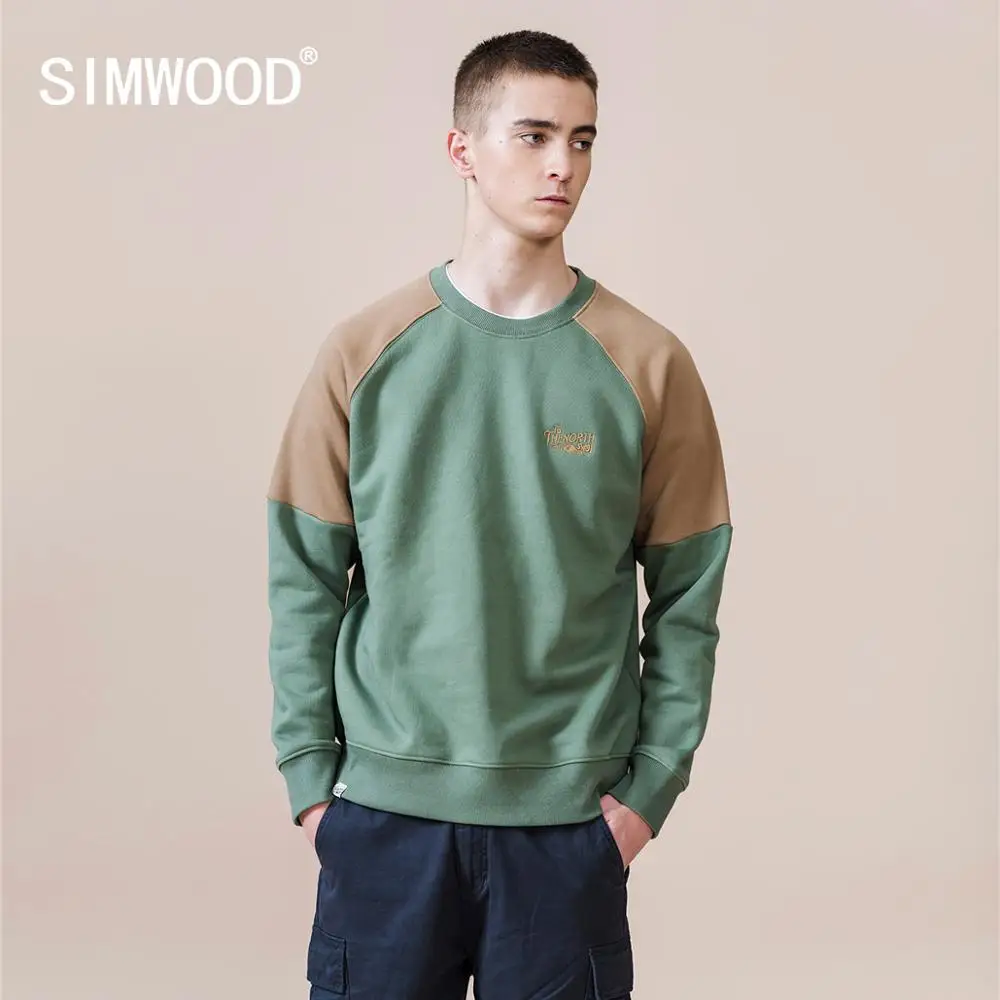 Мужские толстовки SIMWOOD с флисовой подкладкой теплые пуловеры контрастных цветов