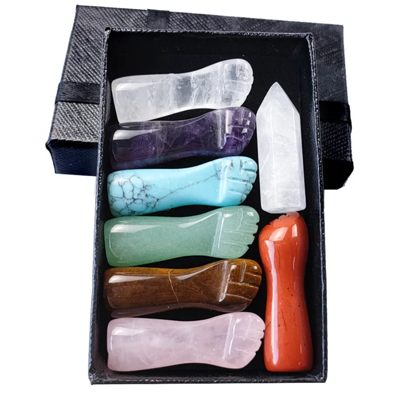 

Оптовая продажа, 8 шт., шестигранная Призма в форме кулака FYSL, много цветов, кварцевый камень, кулон, исцеляющая чакра, ювелирные изделия