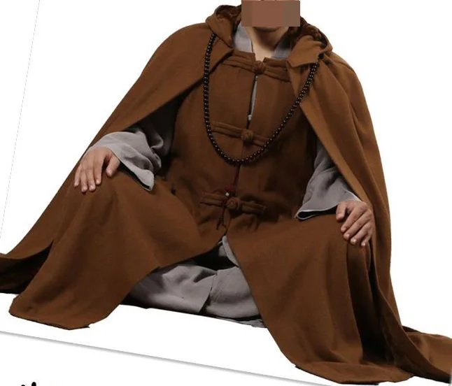 Зимняя шерстяная теплая накидка унисекс в буддистском стиле с монхами из шаолина