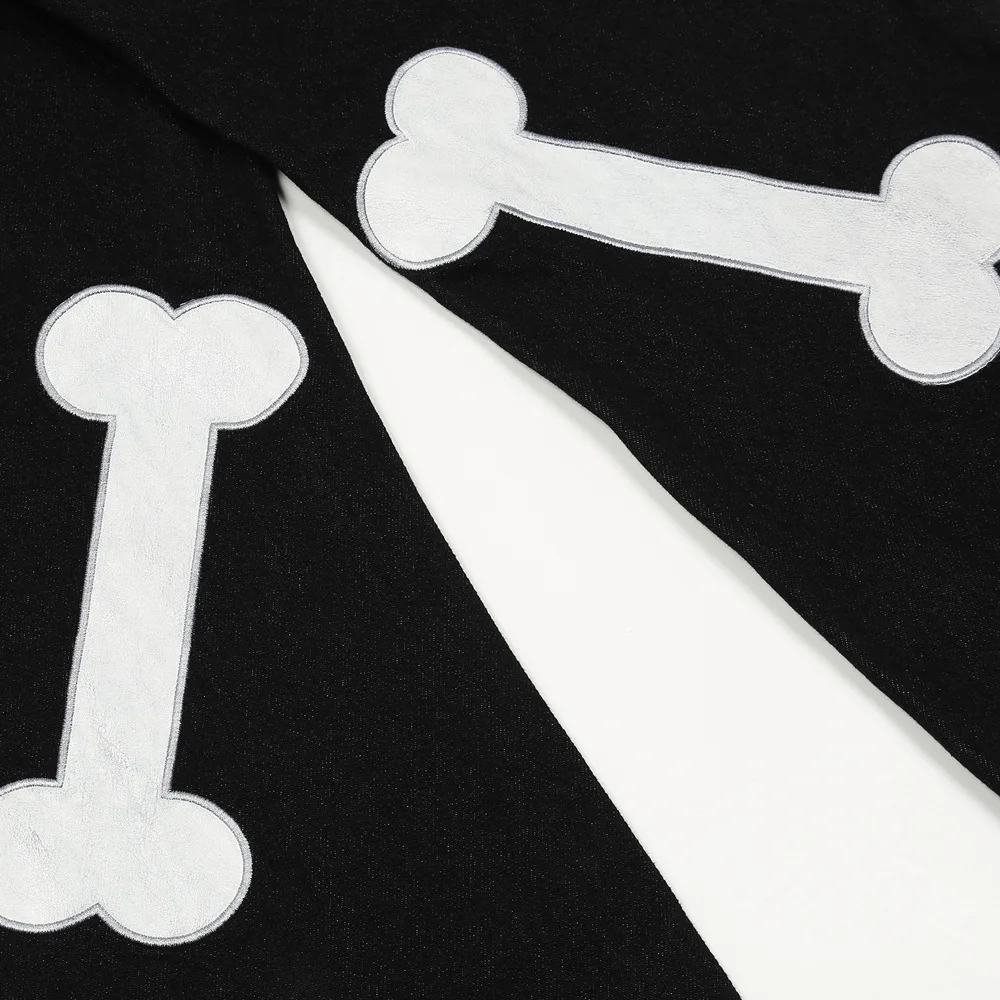 2021 Dark Streetwear Skeleton Embroidery Punk Men Loose Jeans Trousers Cotton Black Straight Denim Pants For Teens Ropa Hombre