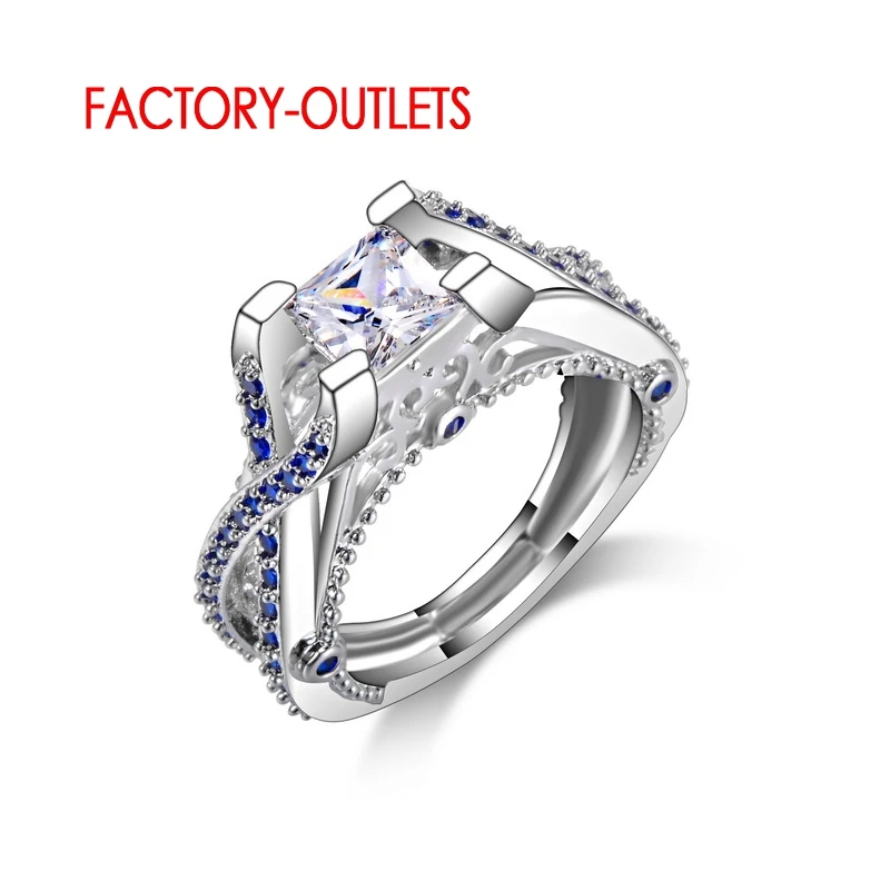 

Новые свадебные украшения, роскошные 925 женские обручальные кольца, квадратное серебряное кольцо, размер 6, 7, 8, 9