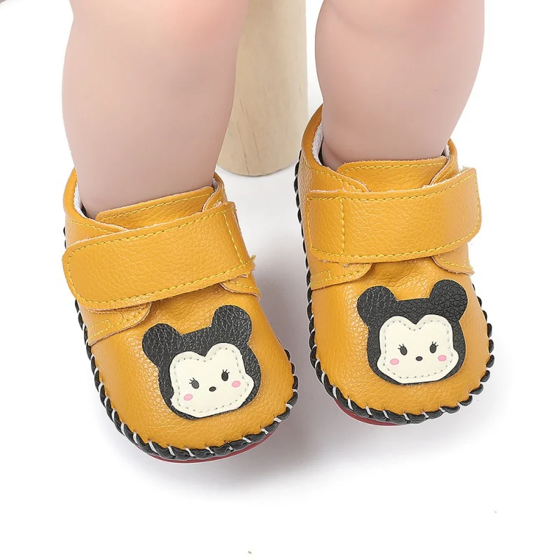 

RH-Newborn Girls Shoes Boys First Walkers Shoes Printed Toddler Anti-Slip Soft Baby First Walkers PU Shoes 0-18M