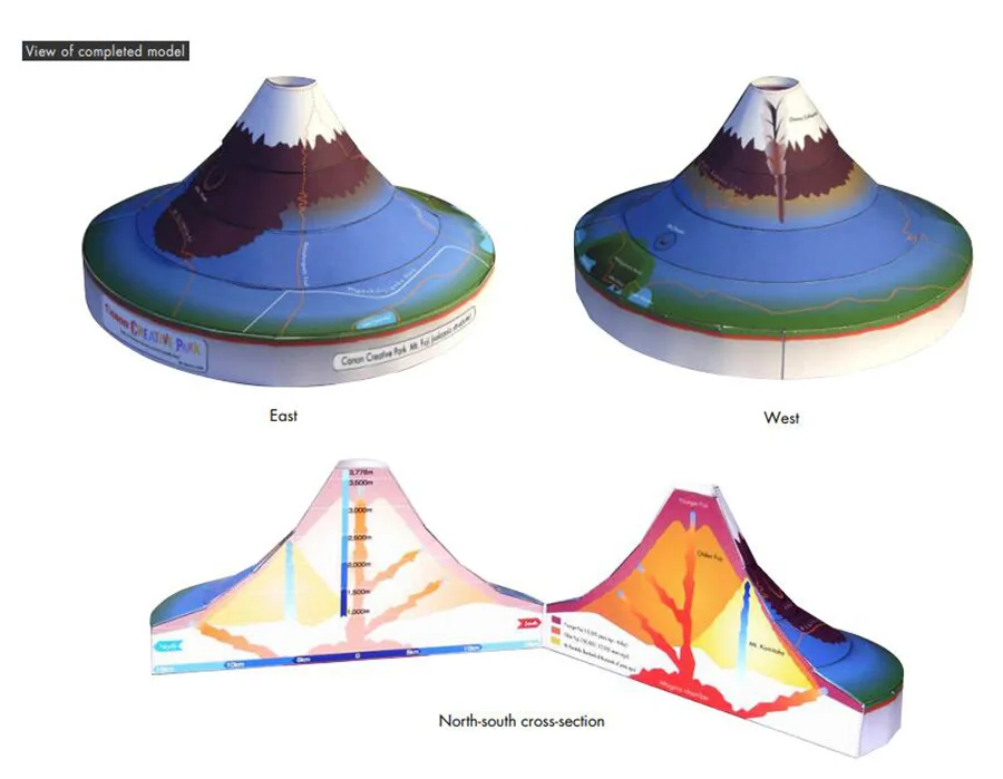 3D бумажная модель конструкции кретера Fuji Science Student ручная работа DIY бумажные