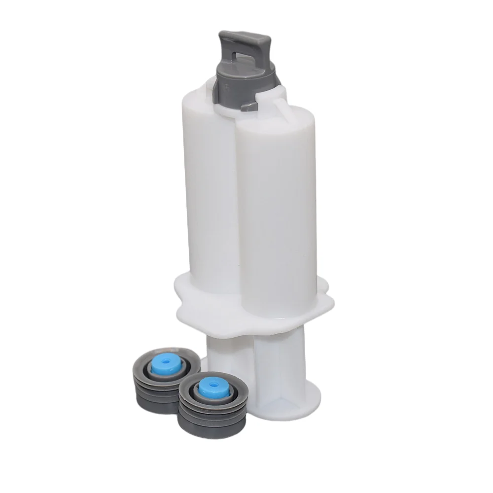 

25ml 1:1 AB Glue Tube Syringe Kits Empty Dual-Barrel Adhesive Cartridge Hand Plunger with Resealable Cap and Sealing Pistons