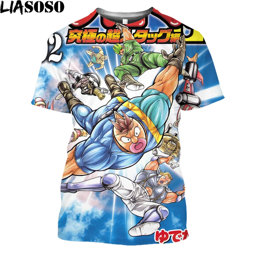 

LIASOSO Kinnikuman Nisei Muscle Men T Shirts Japan Style Tees Classic Short Sleeve Crew Neck T-Shirt 3D Printed Anime T Shirt