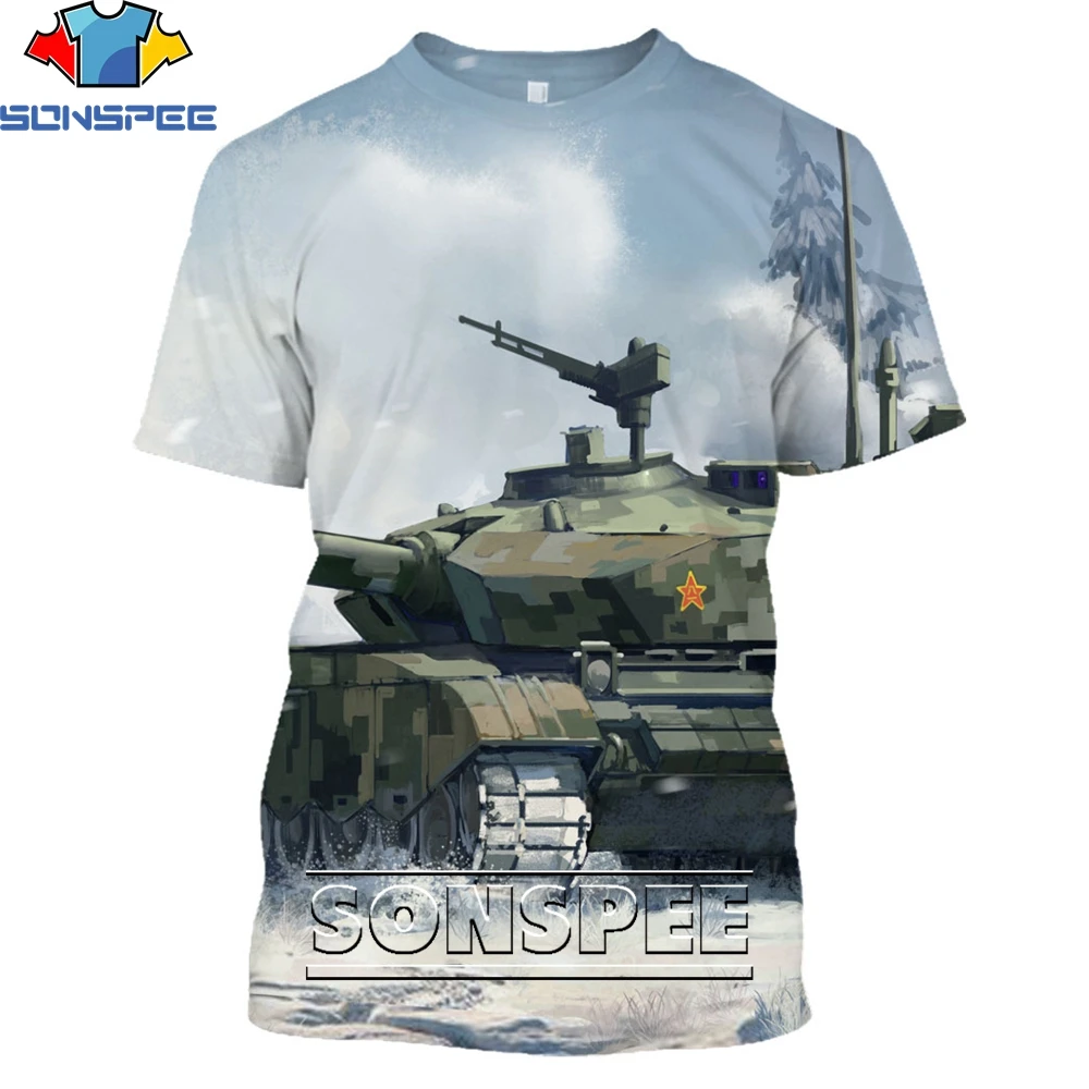 SONSPEE аниме виртуальный Танк японская Живопись 3D забавная футболка Летняя