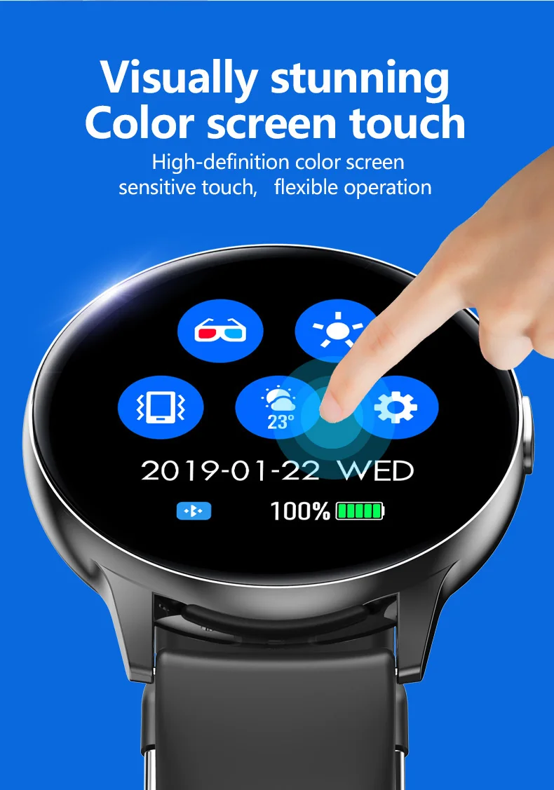 

Smart Watch Men Women NewFull-Screen Touch IP67 Waterproof Sports Fitness Heart Rate Monitor Pedometer Bluetooth smartwatch
