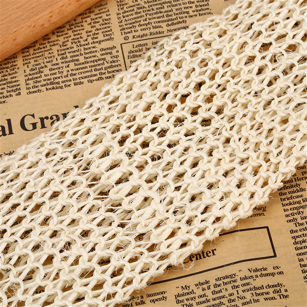 

Rub Exfoliating Dead Skin Shower Towel Durable Skin Care Bath Towel Scrubber Sisal Hemp Back Strap Wooden Handle Convenient