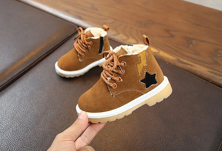 Кожа Хлопок Теплая обувь Женские ботильоны Туфли в стиле Принцесса Размеры 21-30