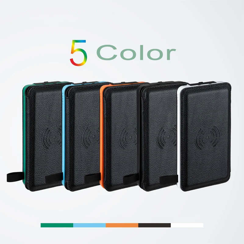 Солнечная батарея 30000 мАч Беспроводная зарядка Водонепроницаемый двойной usb порт