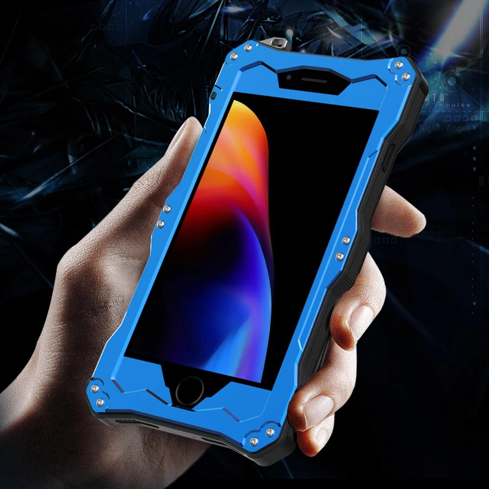 3-Proofs металлический+ силиконовый чехол для Apple iPhone 6 6S 7 8 Plus жесткий чехол военный класс чехол Оболочка Полная защита Спорт