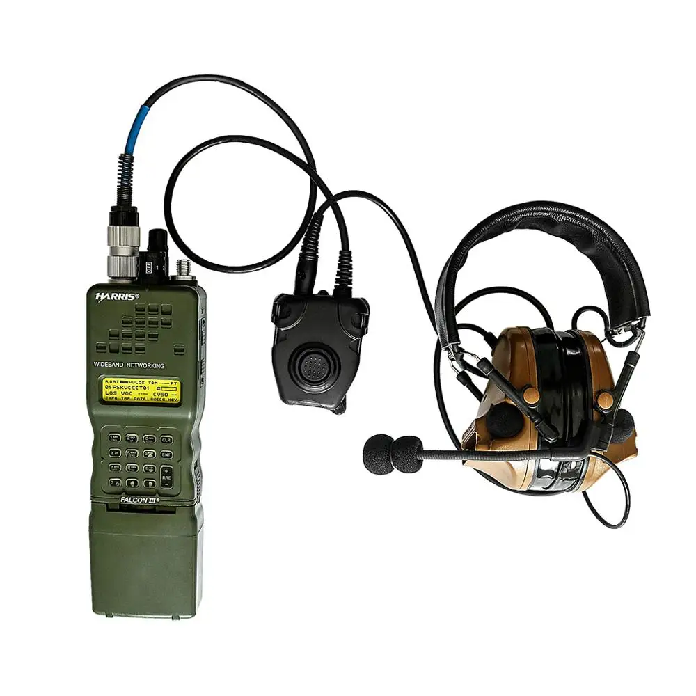 Tactical PRC PTT 6-pin PELTOE PTT Headphone Adapter and PRC/Intercom Cable U283 for AN/PRC 148152152A Virtual Box Dummy Model