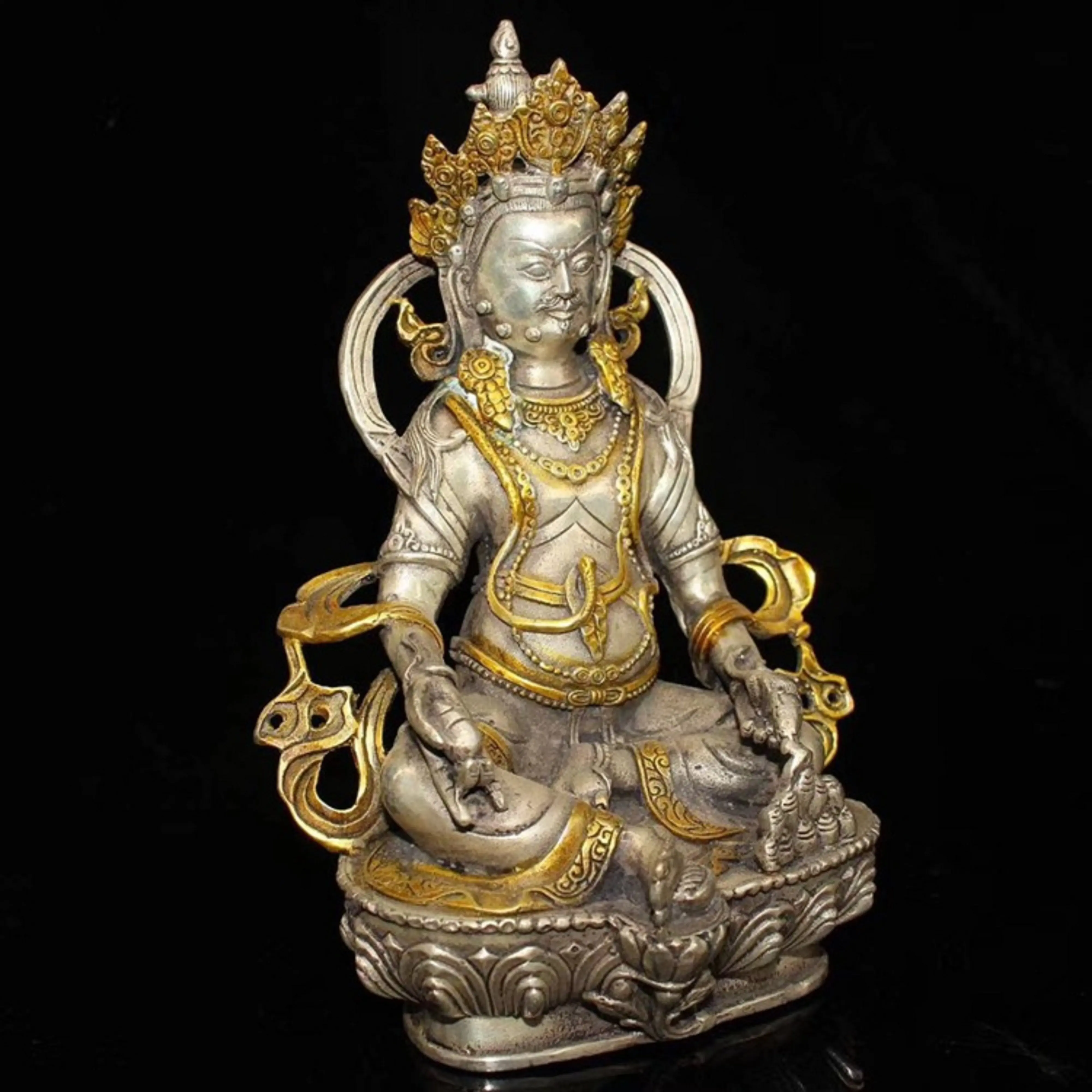 

Antique brass bronze Vintage Decoration silver Buddha Buddhism Buddhist guanyin religion status sculpture folk