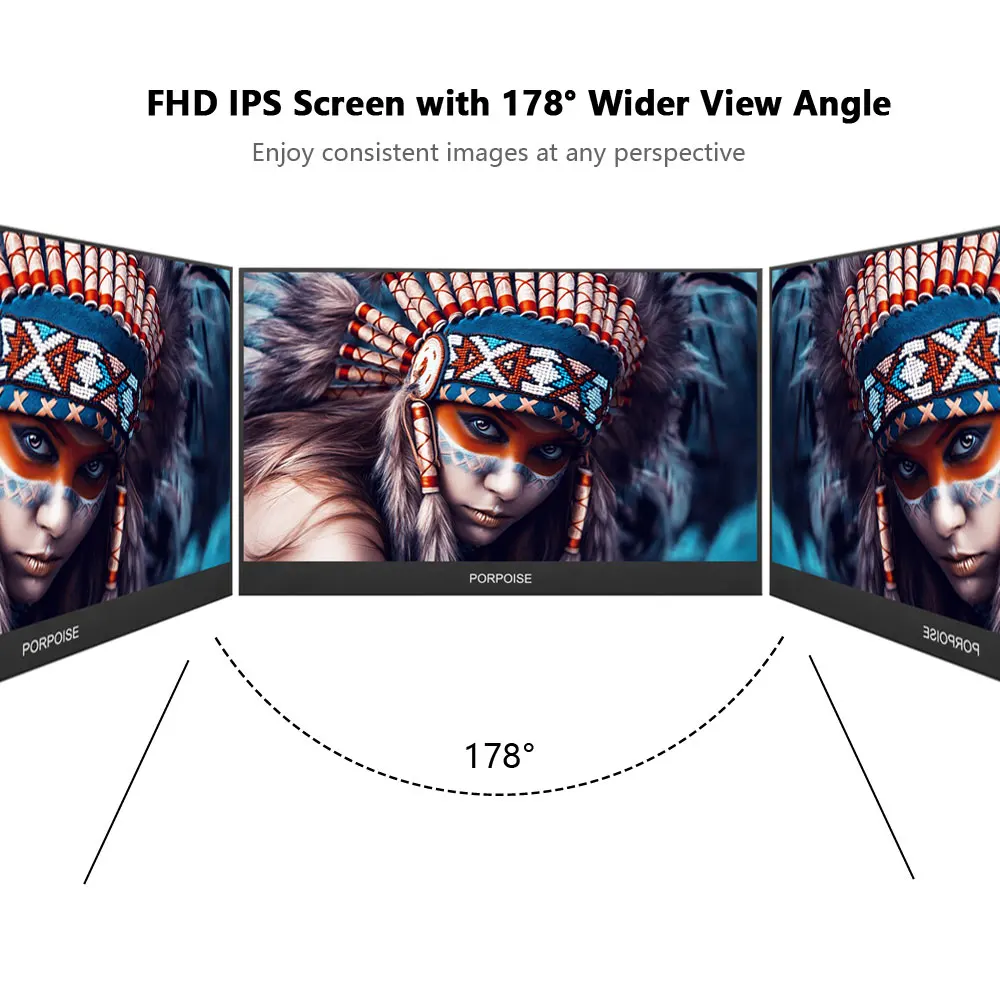 저렴한 13.3-17.3 인치 HDMI HD 1080P HDR C타입 휴대용 모니터 PS4 XBOX PC 컴퓨터/스피커/휴대폰용, IPS 스크린, 자동차 디스플레이