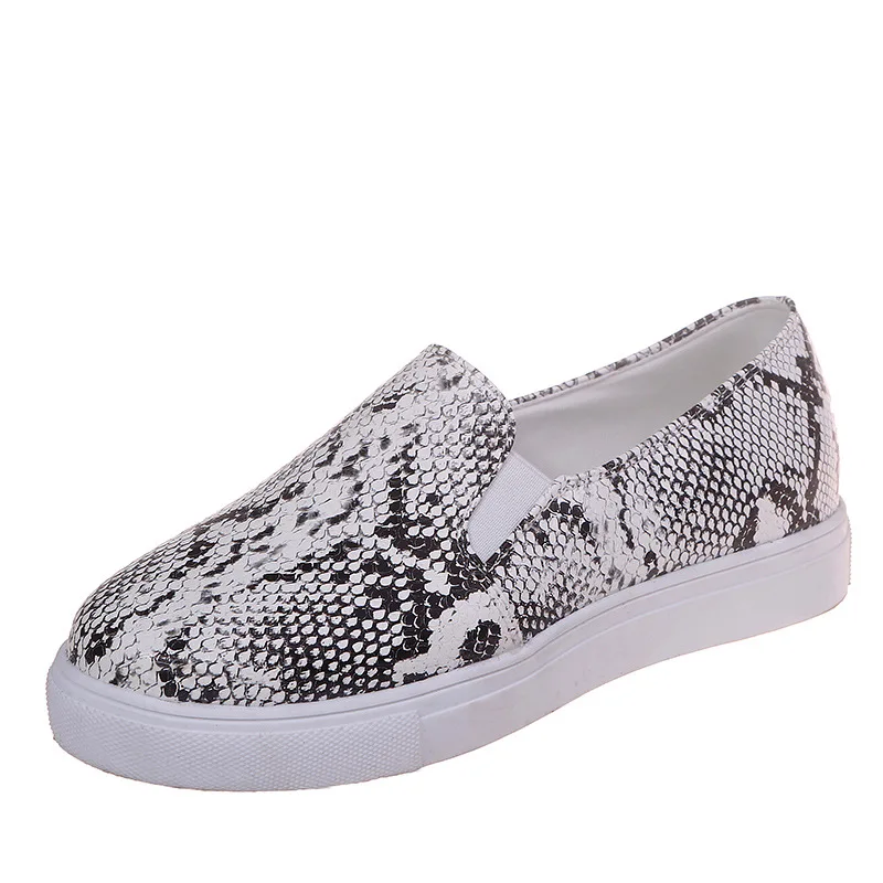 

sports shoes women flats leopard print pu sneakers casual shoes round toe confortable spring summer slip up loafers sports flats