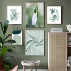 Зеленая ткань геометрическая фигура цветок настенная живопись холст скандинавские плакаты и принты настенные картины для гостиной домашний декор