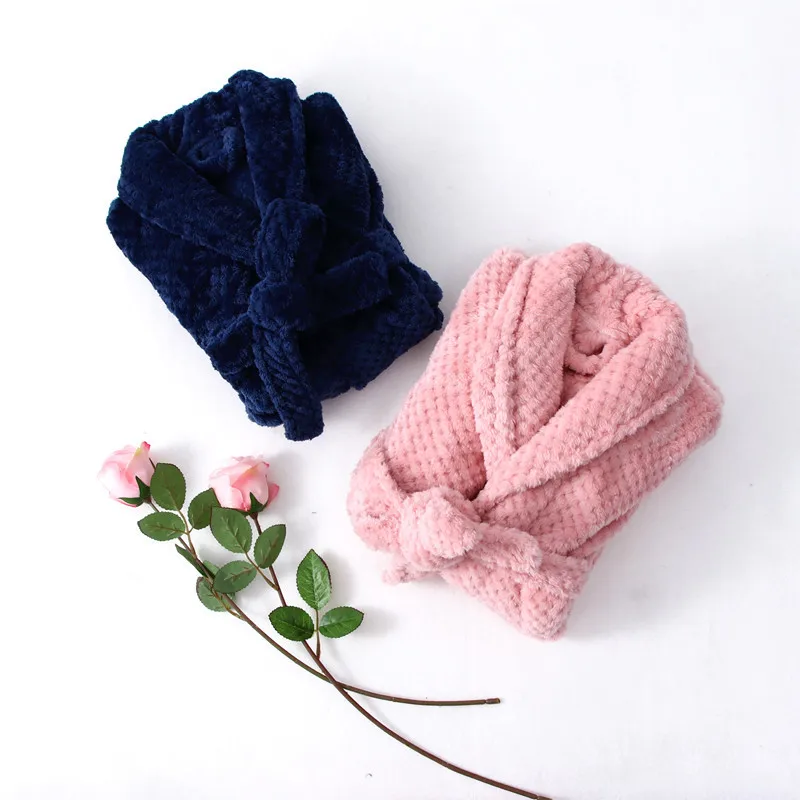 Children Robes Boys Pajamas Thick Flannel Solid Color Nightwear for 3-20Years Teenage Girls Baby Bathrobes | Детская одежда и