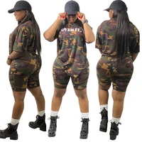 two piece set tracksuit women clothes 5xl plus size short sleeve top and knee length shorts jogging femme chandal mujer 2 piezas