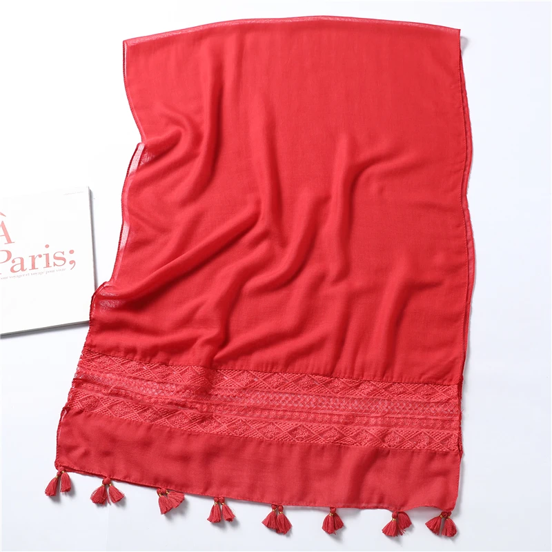 

2021 Design Brand Women Scarf Hijabs for Lady Solid Color Tassel Fashion Shawls and Wraps Pashmina Bandana Female Foulard