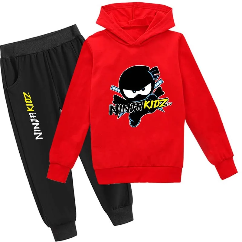 

NINJA KIDZ Fall Fashion Boys Hoodies T Shirt Casual Trousers Suit Baby Girls Anime Cosplay Costume Sweatshirt Sets Kids clothes