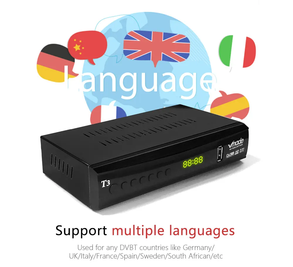 Новейшая модель DVB T2 цифровая ТВ приставка приемник 1080P тюнер ресивера H.265