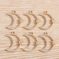 4pcs 2125mm cute crystal hollow moon star charms for making pendant necklaces earrings diy bracelets jewelry findings accessory