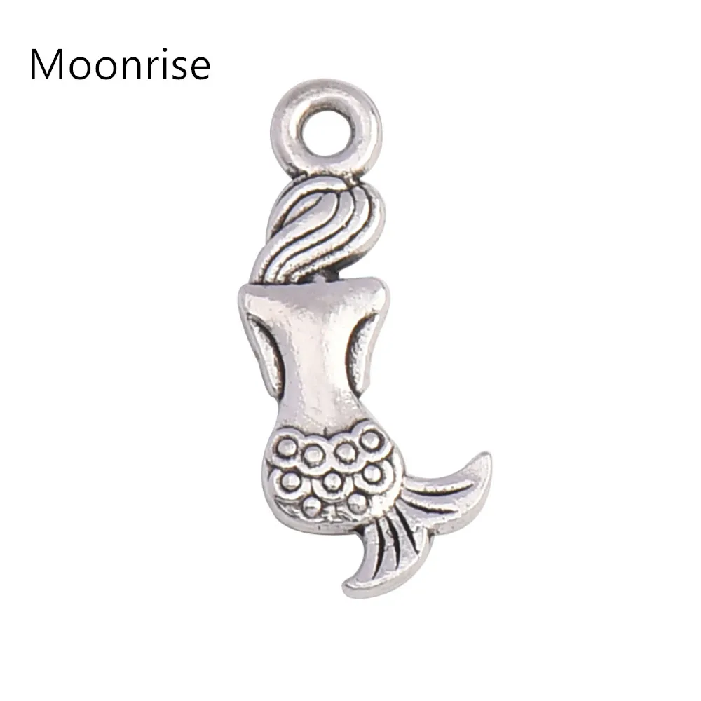 

20pc Antiqued Silver Alloy Mermaid Charms Pendants,Alloy Metal Pendants 20x8.5mm