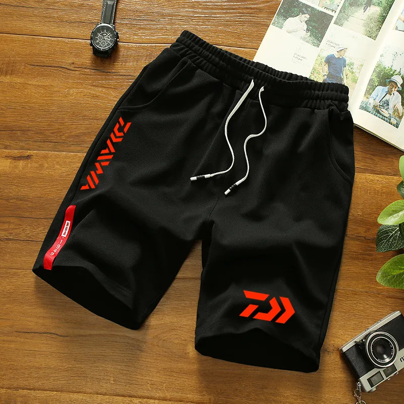 

2021 Summer Daiwa Breathable Fishing Shorts Men Multi-Pocket Quick Dry Fishing Clothes Long Shorts Fishing Pants Elastic Waist