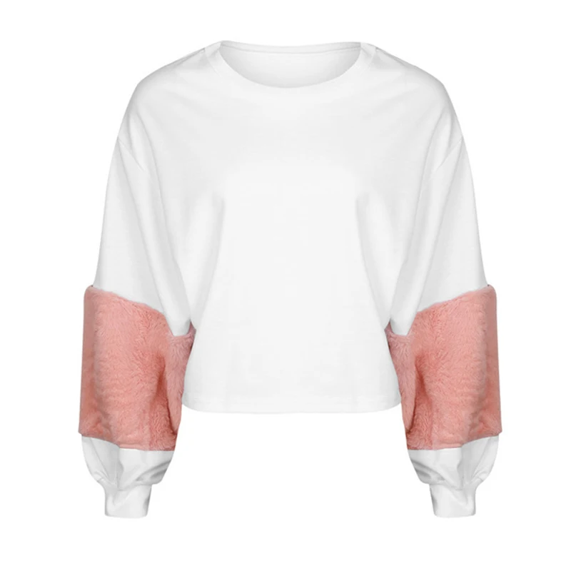 

Korean Long Sleeve Patchwork Velvet Hoodies Sweatshirts Women O Neck Casual Loose Pullovers Tops Winter Fall Hooded Pink WS1363V