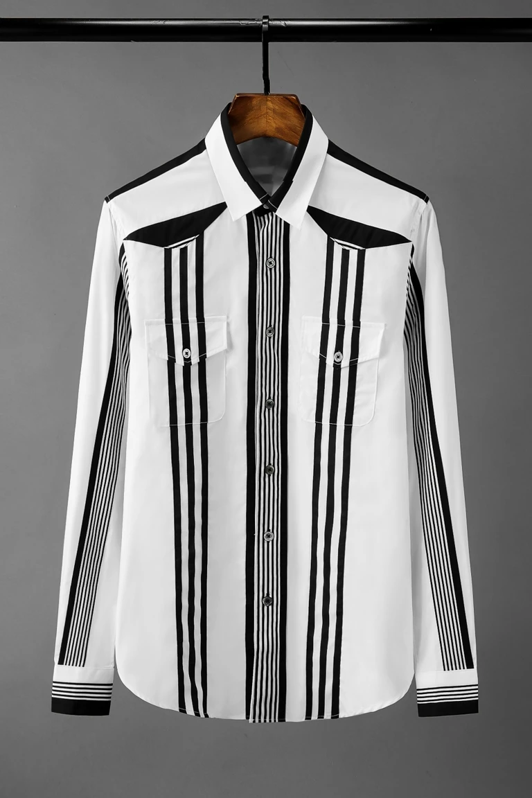 Новинка мужские рубашки из хлопка роскошные полосатые повседневные с длинным