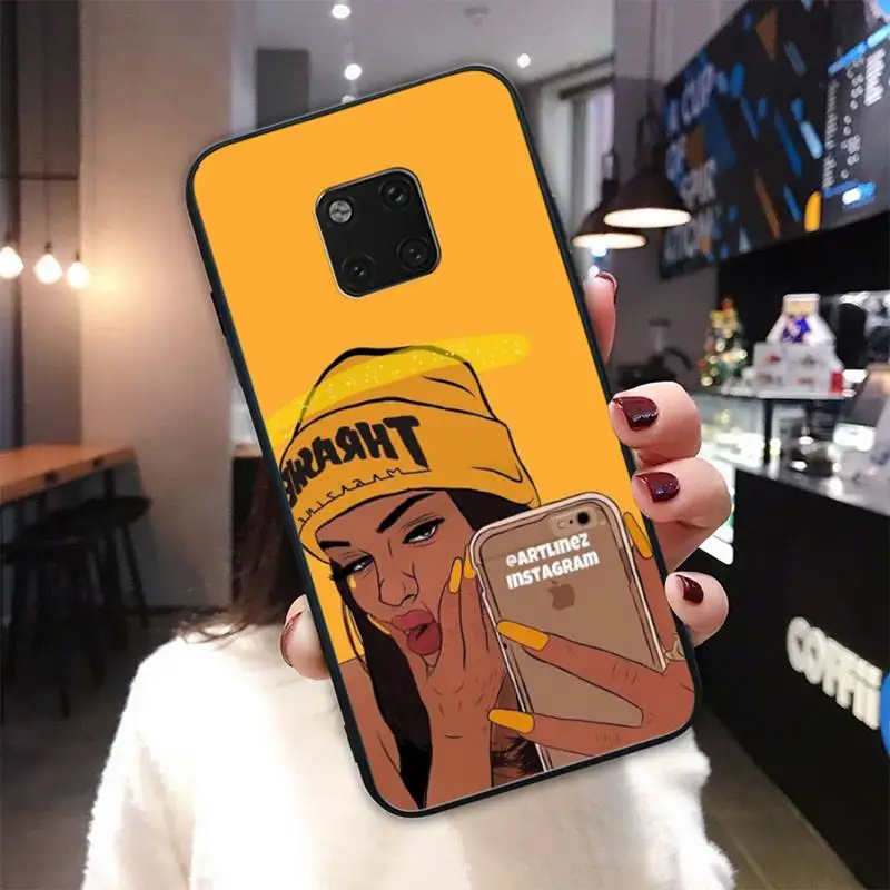 

Afro Black Girl Queen Black Silicone Cover Case For Huawei Mate 9 10 20 30 Lite 9 10 20 30 Pro 20X Funda