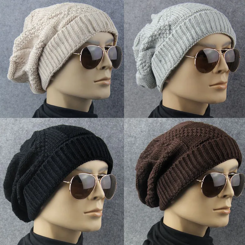 

Men Caps Women Winter Hat Hit Color Knitted Beanies for Ladies New Fashion Hip Hop Cap Polyester Fabric Bonnet Homme Hiver