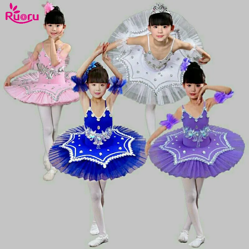 

Ruoru Girls Ballet Dress Tutu Girls Dance Clothing Kids Ballet Dress Costumes Girls Dancer Leotards Dance Wear Pancake Tutu