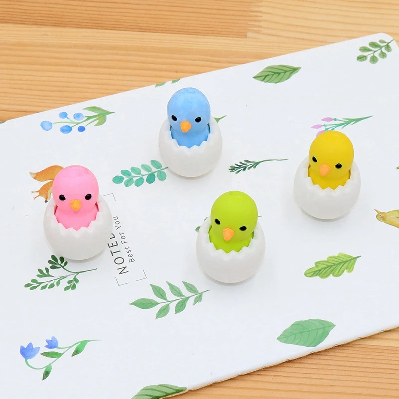 1 шт. Kawaii Мультфильм яичная скорлупа курица карандаш ластик мини животные для