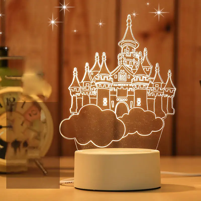 Castle in the Sky ARILUX 3D пластина креативная Светодиодная лампа 3D светодиодный оригинальная Ночная подсветка Иллюзия Ночная лампа 3D иллюзия Настольная лампа для дома декоративная - Цвет: Castle in the Sky