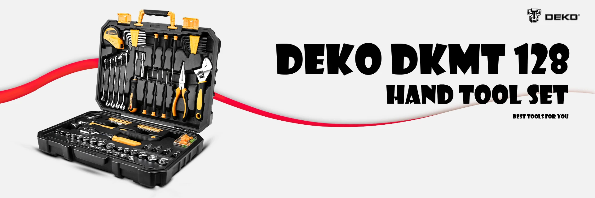 DEKO DKMT128 торцевой ключ набор инструментов авторемонт смешанный инструмент, комбинация, упаковка набор ручных инструментов с пластиковым ящиком для инструментов чехол для хранения