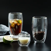1pc double wall glass cup transparent tea coffee mug ice beer cup heat resistant insulated glass cup creative mug for milk juice