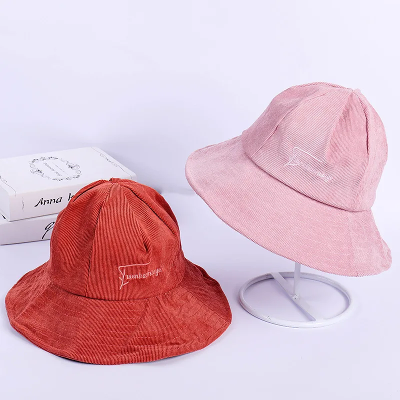 

Autumn And Winter Women's Korean Fisherman Hat All-Match Sun Protection Fashion Sun Hat Corduroy Warm Hat