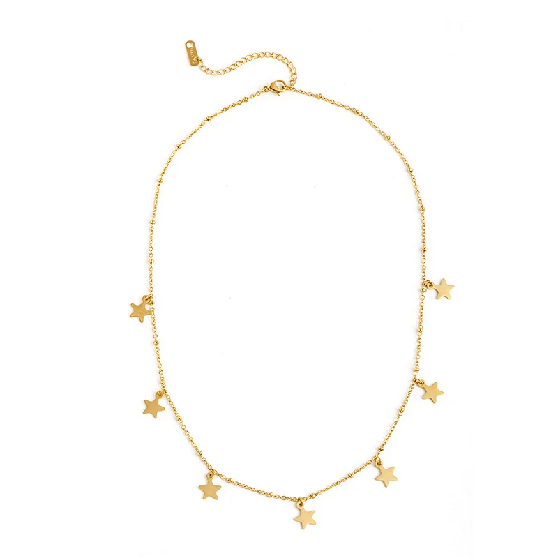 

New Arrival Simple Stainless Steel Necklace For Women Small Gold Color Stars Charm Necklace Christmas Gifts Fashion Jewelry