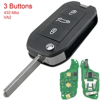 3 buttons 433mhz car remote key with 46 chip and va2 blade auto car key replacement fit for peugeot 208 2008 301 308 5008 508