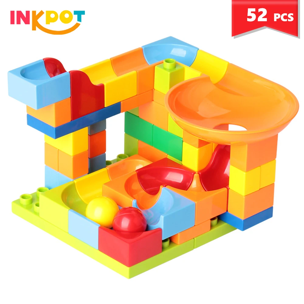 52pcs Race Run Big Size Building Blocks Funnel Slide Compatible Bricks Sets DIY Educational Brick Toys For Children | Игрушки и хобби