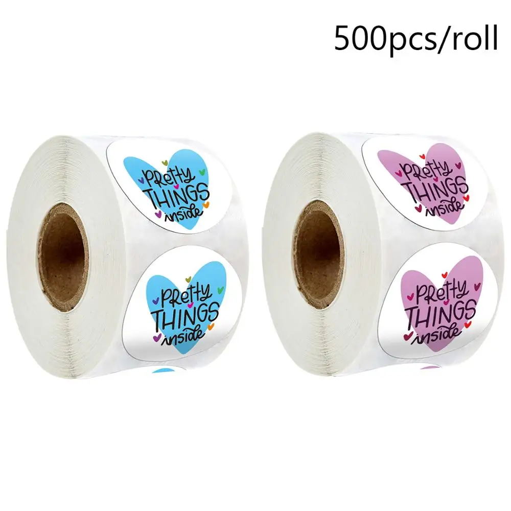 

1 inch Thank You Sealing Labels Pretty Things Inside Sticker 500pcs/roll Xmas Holiday Gift Box Envelope Decor Stationery Sticker