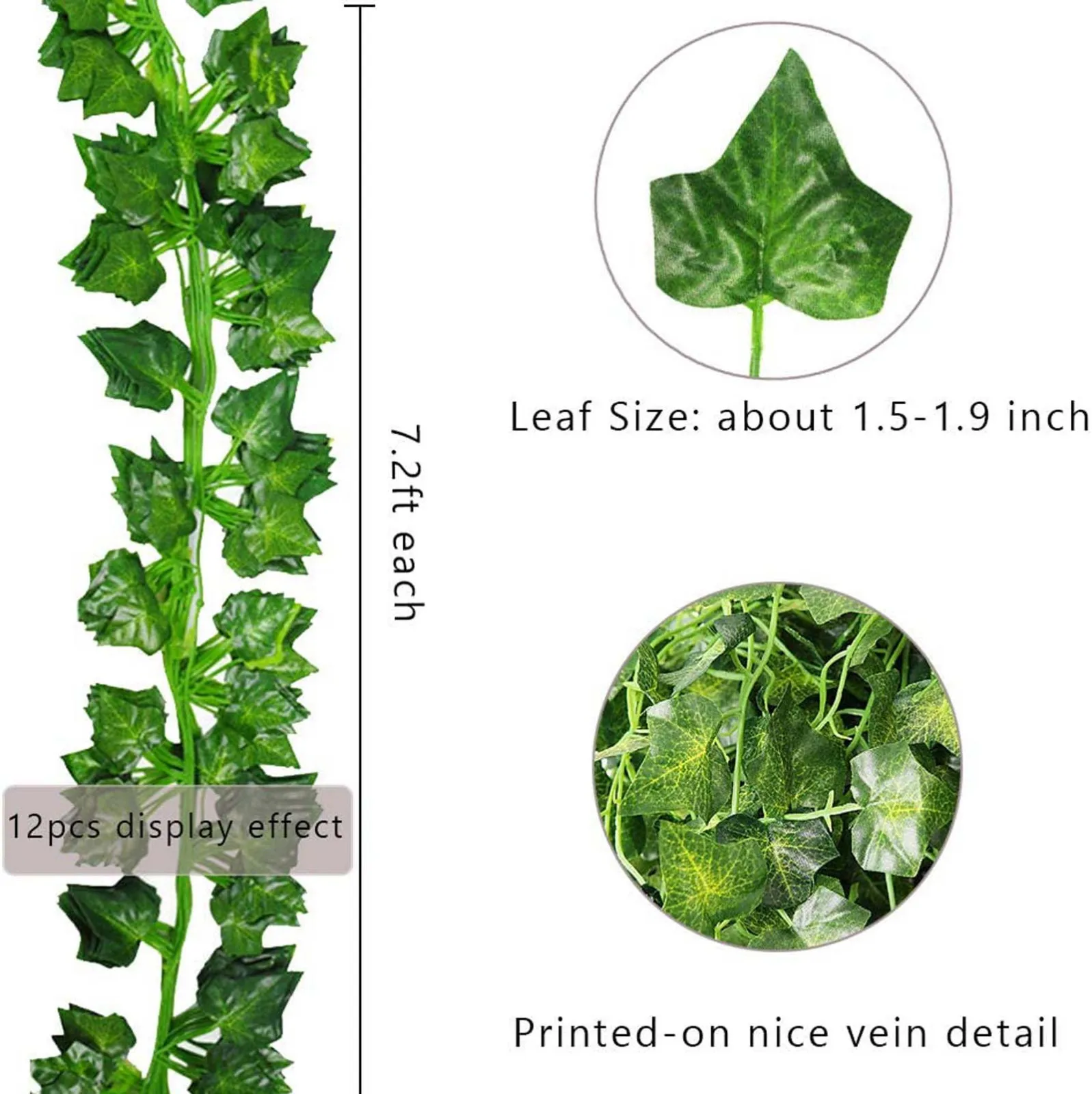 

12 Artificial Plants Led Ivy Garland Foliage Green Leaves Fake Hanging Vine Plant Flowers Wedding Party Garden Wall Decor
