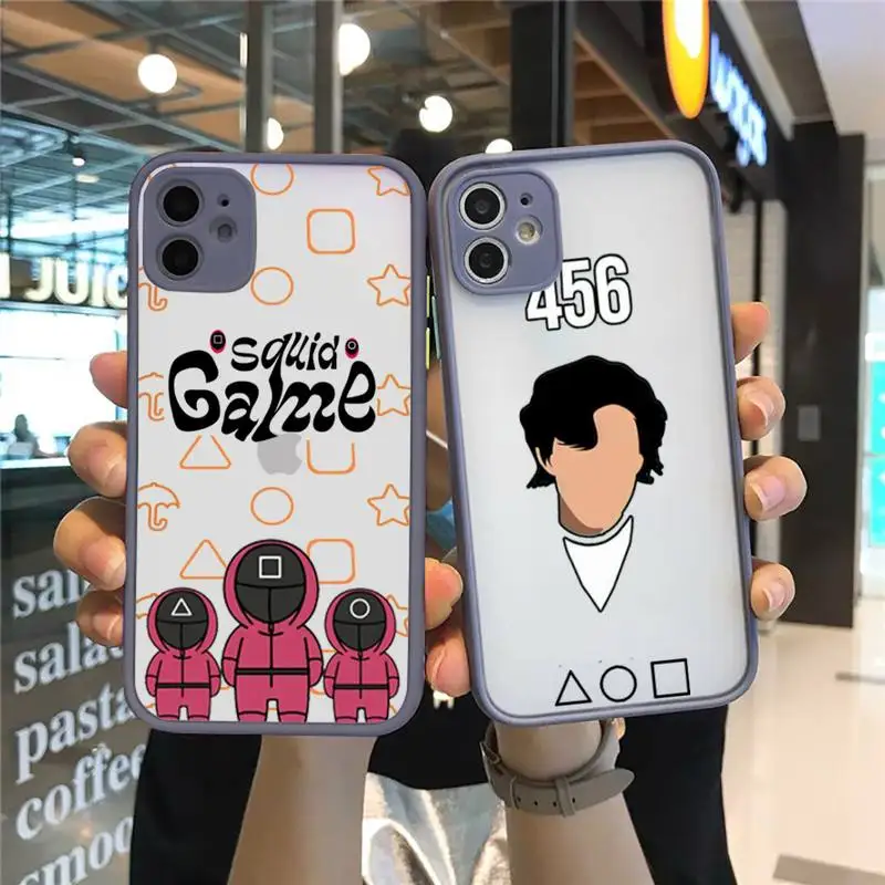 

Squid Game 456 Round Six Phone Case For iPhone 12 11 Mini Pro XR XS Max 7 8 Plus X Matte transparent Gray Back Cover