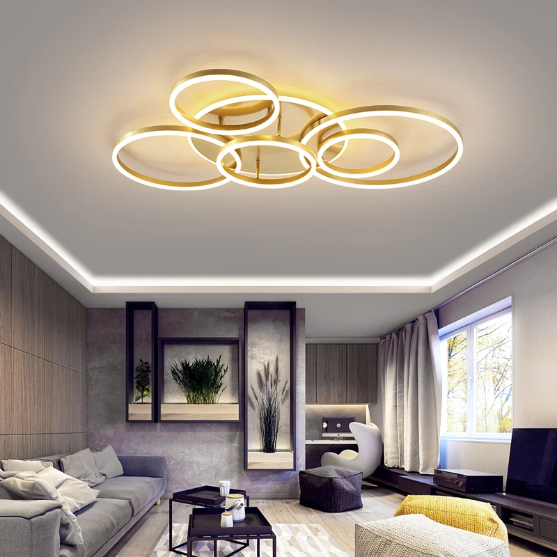 $70.00 Modern Led Circle Rings Ceiling Lights For living Room Bedroom Study Room Ceiling Lamp White/Brown/Black/Gold Color 90-260V